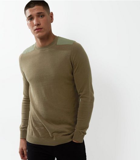 Light Brown Shoulder Patch Crew Neck Jumper | New Look