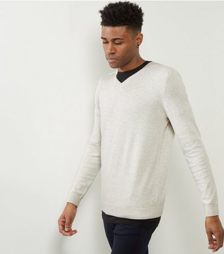 Cream Cotton V Neck Jumper | New Look