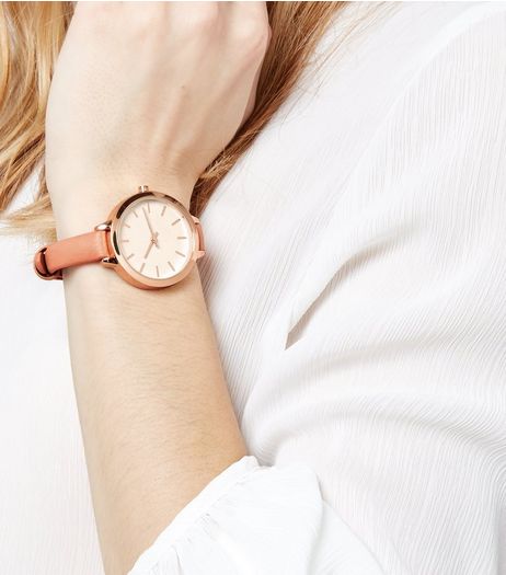 Coral Skinny Strap Watch | New Look