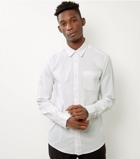 White Brushed Cotton Long Sleeve Shirt | New Look