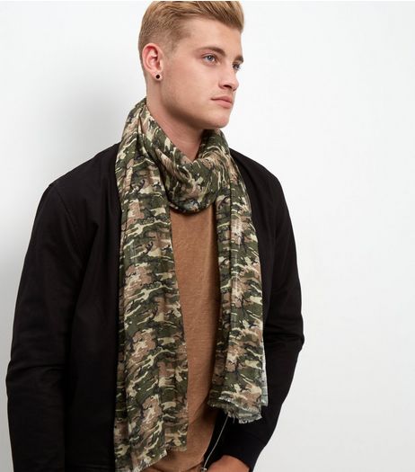 Khaki Camo Print Scarf | New Look