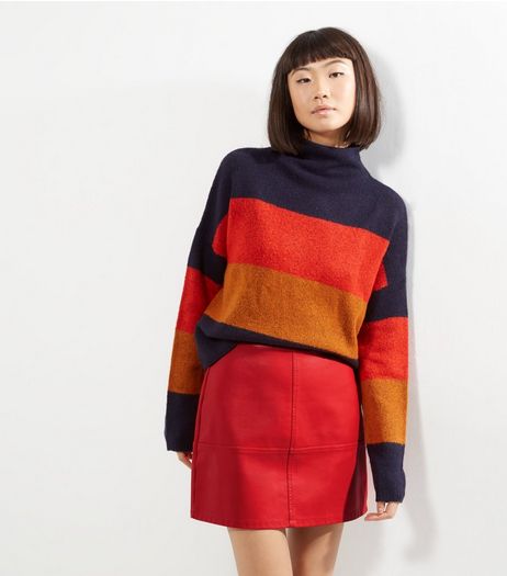 Red Leather-Look Mini Skirt | New Look