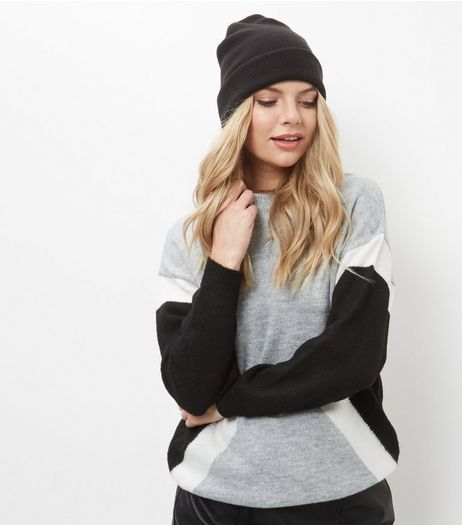 Light Grey Colour Block Jumper | New Look