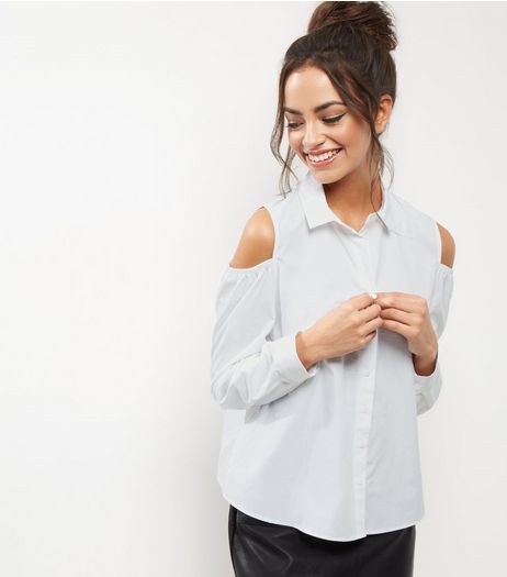 White Cold Shoulder Shirt | New Look