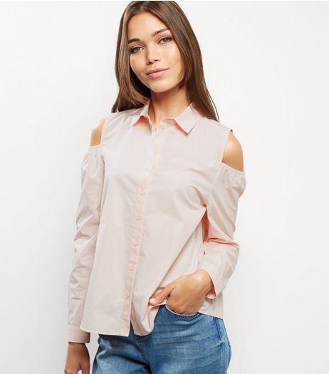 Pink Cotton Cold Shoulder Shirt | New Look