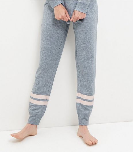Grey Contrast Stripe Pyjama Joggers | New Look