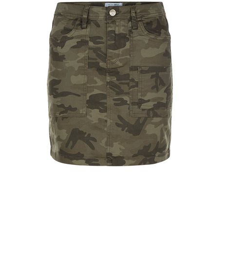 Teens Khaki Camo Print Skirt | New Look