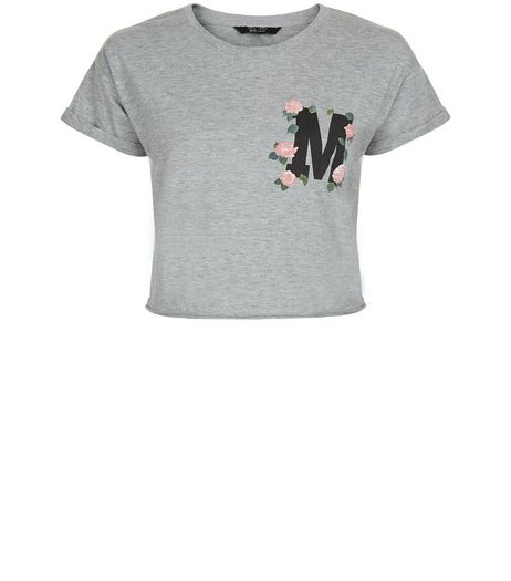 Teens Grey M Floral Print Crop Top | New Look