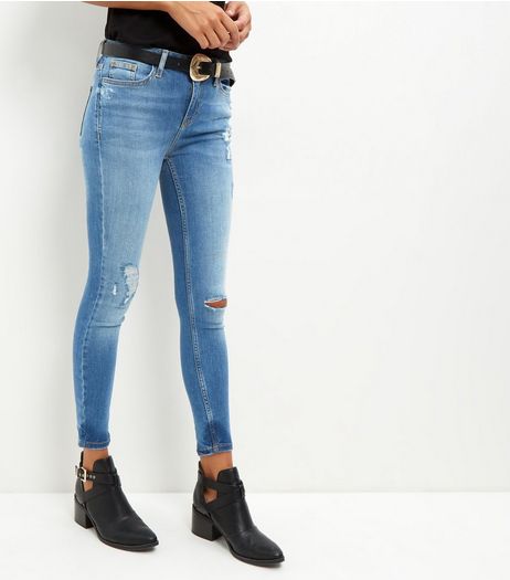 Blue Ripped Skinny Jeans | New Look