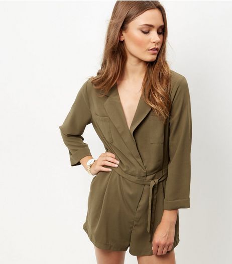 Cameo Rose Khaki Belted Playsuit | New Look