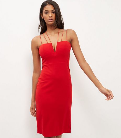 Cameo Rose Red Strappy Midi Dress | New Look