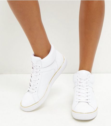 White Metal Trim High Top Plimsolls | New Look