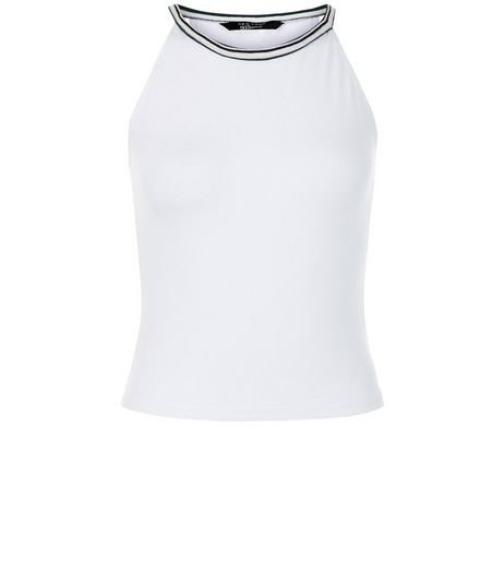 Teens White Contrast Neck Cami | New Look
