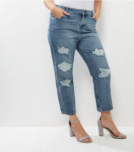 Curves Blue Ripped Jeans | New Look