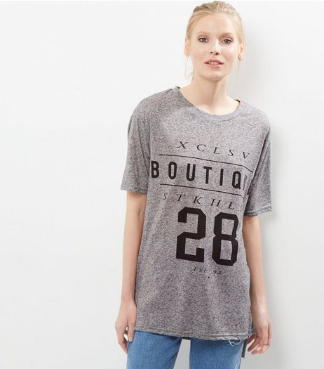 Grey Boutique Stockholm 28 Print Longline T-Shirt | New Look