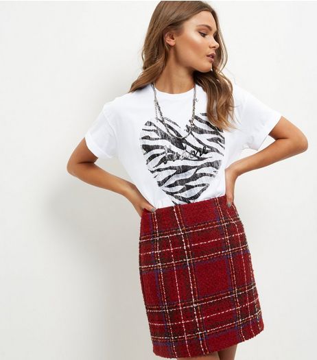 White Heart Zebra Stripe Print T-Shirt | New Look