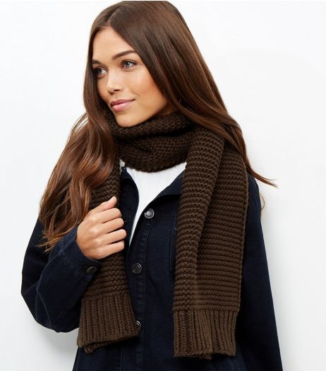 Khaki Knitted Scarf | New Look