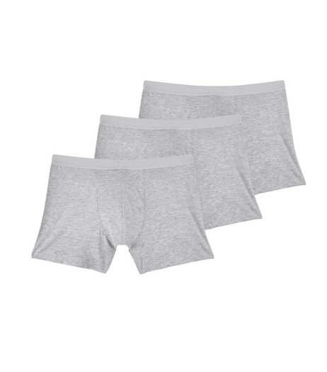 3 Pack Grey Boxer Briefs | New Look