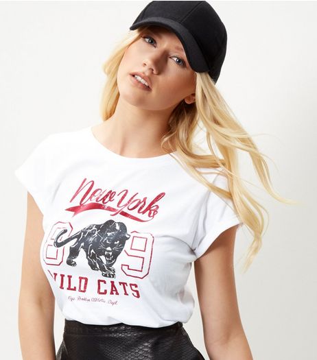 Tall White Wild Cats T-Shirt | New Look