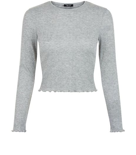 Teens Grey Frilled Hem Top | New Look