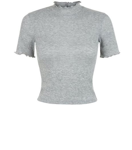 Teens Grey Funnel Neck Cropped T-shirt | New Look