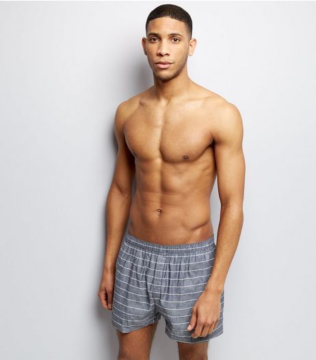 2 Pack Grey and White Stripe Boxers | New Look