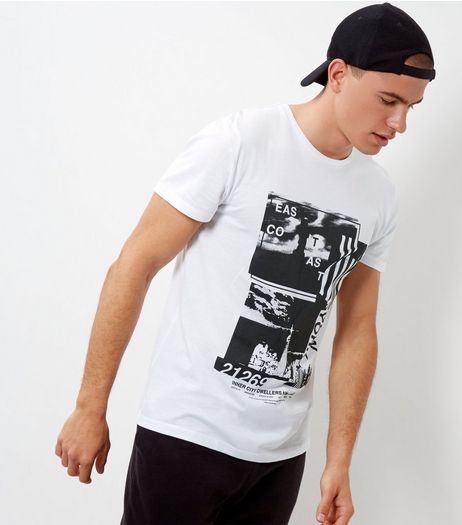 White NY Collage T-Shirt | New Look