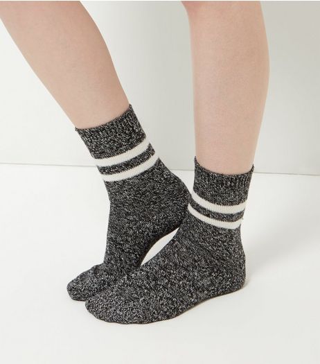 Grey Stripe Ribbed Socks | New Look
