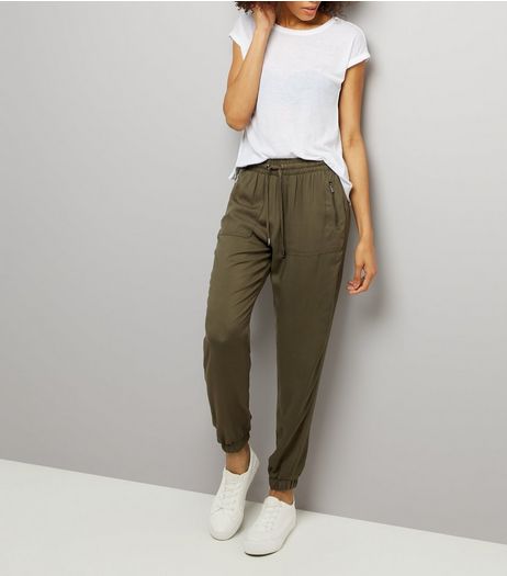 Khaki Tie Waist Trousers | New Look