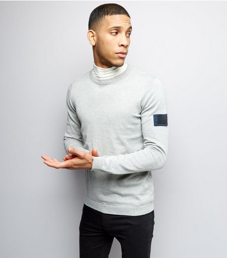 Jack & Jones Grey Sleeve Patch Knitted Jumper | New Look
