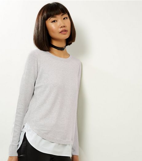 Grey 2 In 1 Crew Neck Jumper | New Look