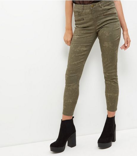 Anita and Green Khaki Camo Print Skinny Jeans | New Look