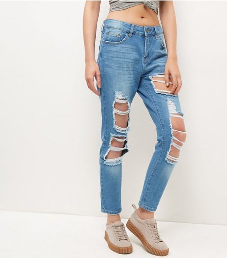 Cameo Rose Blue Ripped Jeans | New Look