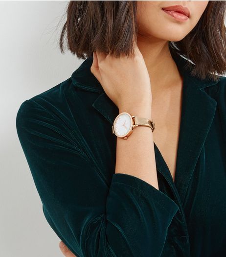 Rose Gold Metallic Strap Watch | New Look