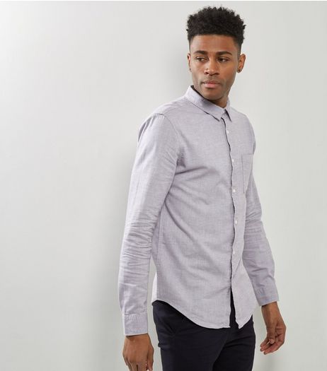 Pale Grey Brushed Cotton Long Sleeve Shirt | New Look