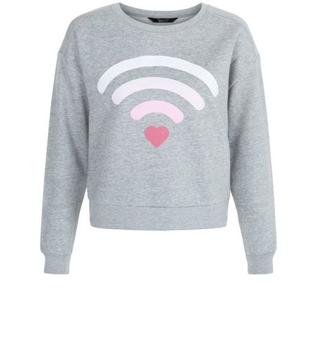 Teens Grey Heart Wifi Sweater | New Look