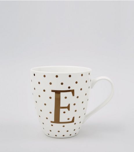 White Initial E Mug | New Look