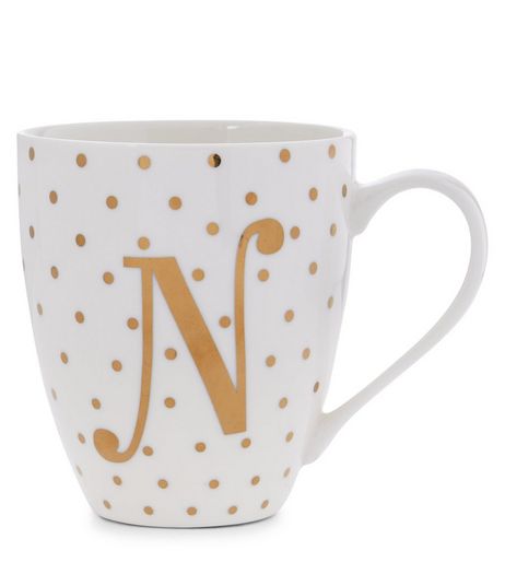 White N Initial Mug | New Look