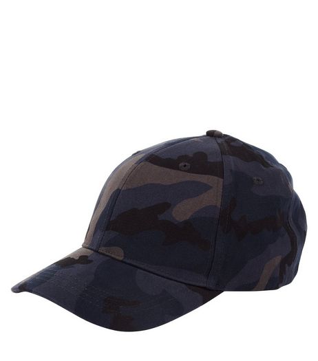 Navy Camo Print Cap | New Look
