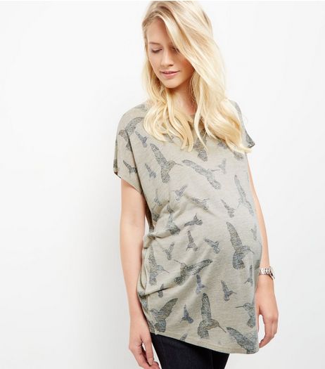 Maternity Cream Bird Print Oversized Top | New Look