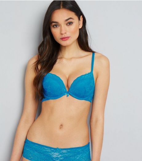Blue Lace Push Up Bra | New Look