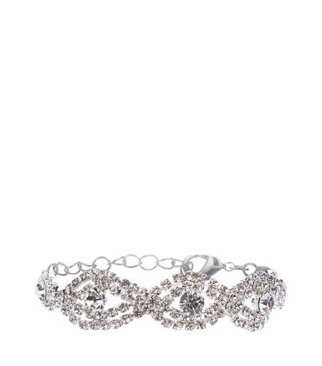 Silver Diamante Wrapped Cupchain Bracelet | New Look