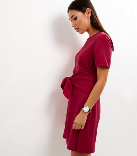 Red Tie Front A-Line Dress | New Look