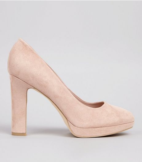 Wide Fit Pink Suedette Court Shoes | New Look