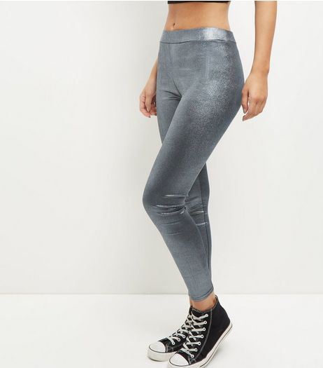Silver Metallic Leggings | New Look