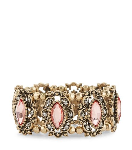 Gold Gem Stone Stretch Bracelet | New Look