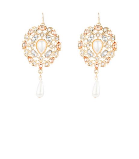 Gold Pearl Chandelier Earrings | New Look