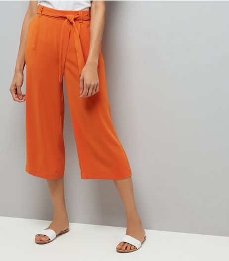 Orange Tie Waist Cropped Trousers | New Look