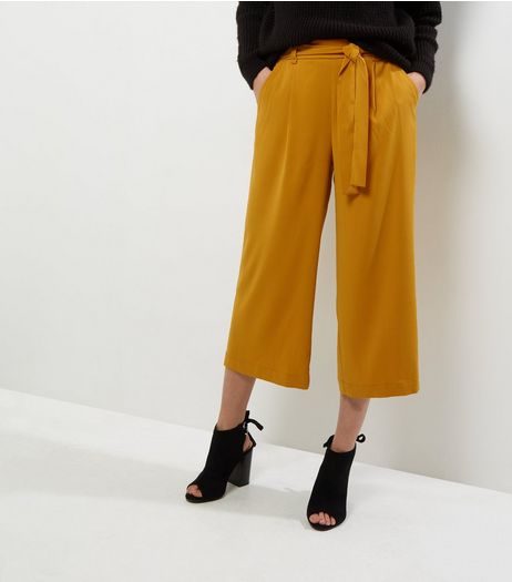 Yellow Tie Waist Culottes | New Look