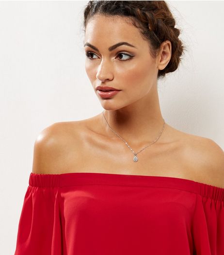 Crystal Diamante Teardrop Necklace | New Look